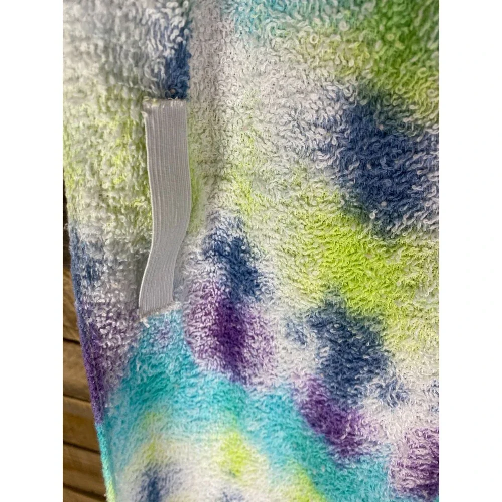 Tie Dye Hair Wrap Towel Soft 100% Cotton Teal Purple Yellow Handmade 20X40 in